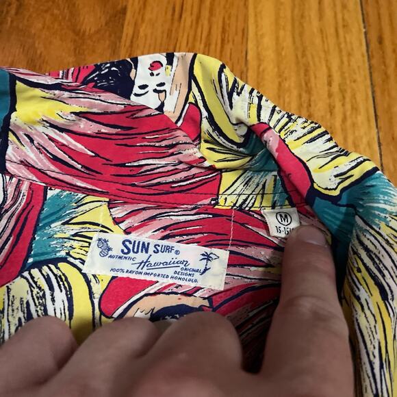 Sun Surf 100% Rayon Hula Girl Print Aloha Hawaiian Shirt Japan Made Medium - Picture 3 of 8